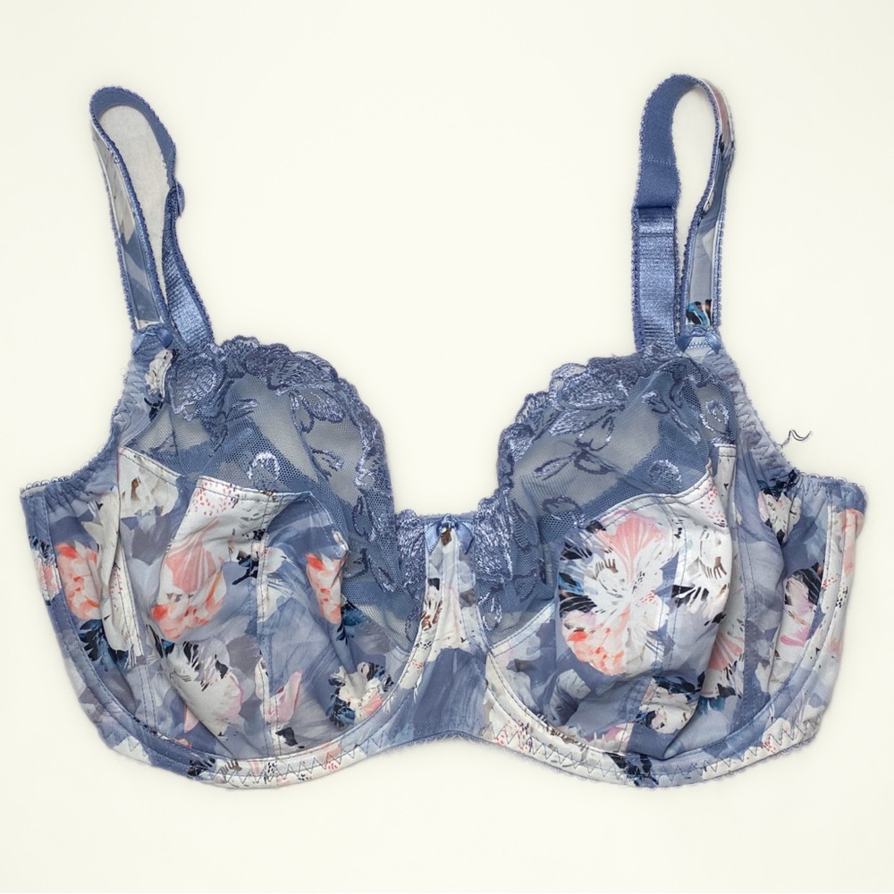 32i Fantasie Corryn Side Support Bra Blue Floral Flower Unlined Underwire